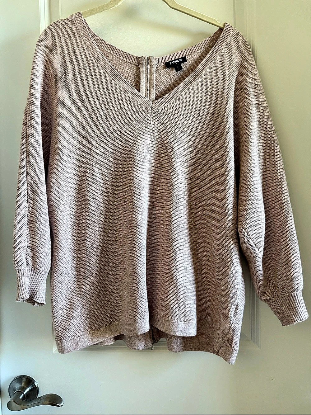 Express Metallic Knit V-Neck Sweater Size Medium